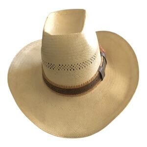 John B. Stetson Roadrunner Bryantcote Western Straw Cowboy Hat Size 7 1/8
